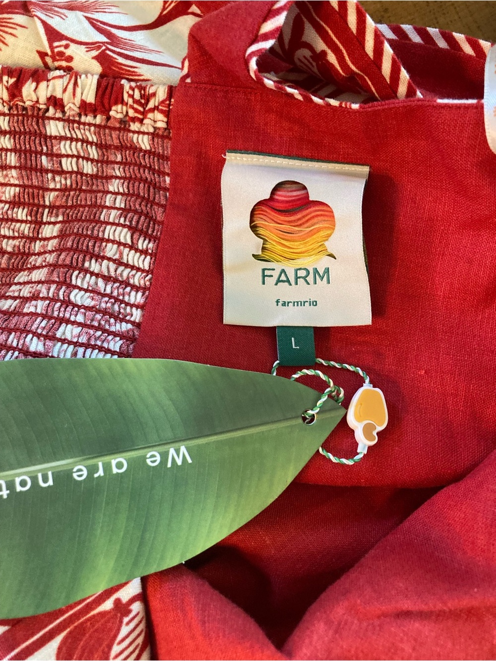 NEW FARM Rio Red Guanacaste Belted Euroflax™ Romper Tropical Floral Linen Size L - Picture 14 of 15